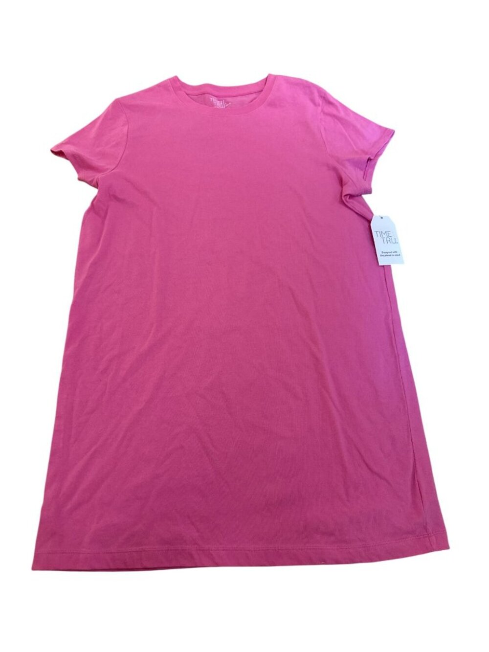 Time And Tru Womens Pink T-Shirt Dress L 12-14 100% Cotton Sustainable Design